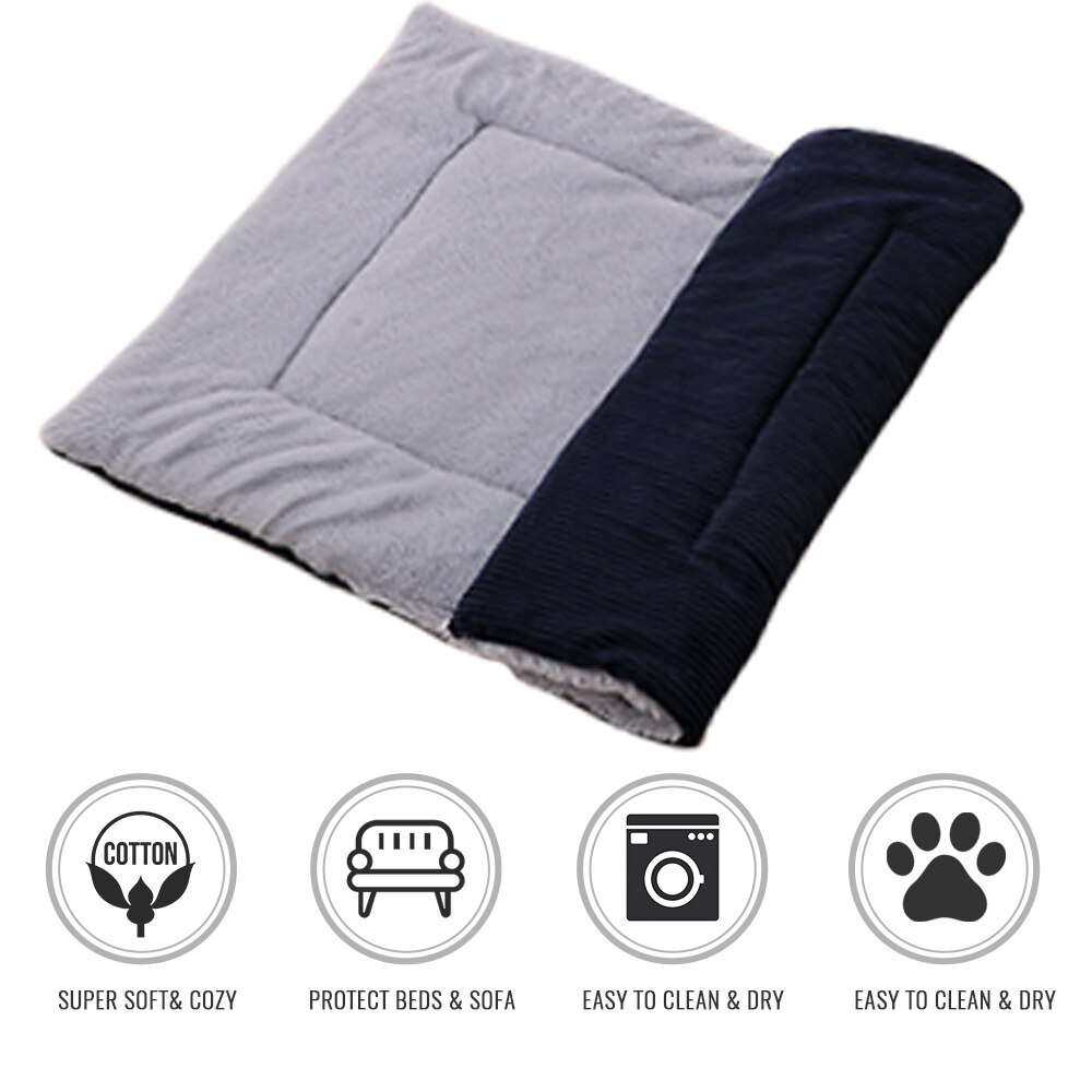 Bone Huisdier Bed Warm Pet Bed Linnen Voor Kleine Medium Grote Hond Soft Pet Bed Voor Honden Wasbare Huis Kat puppy Katoen Kennel Wassen: Corduroy Dark blue / 90x75cm