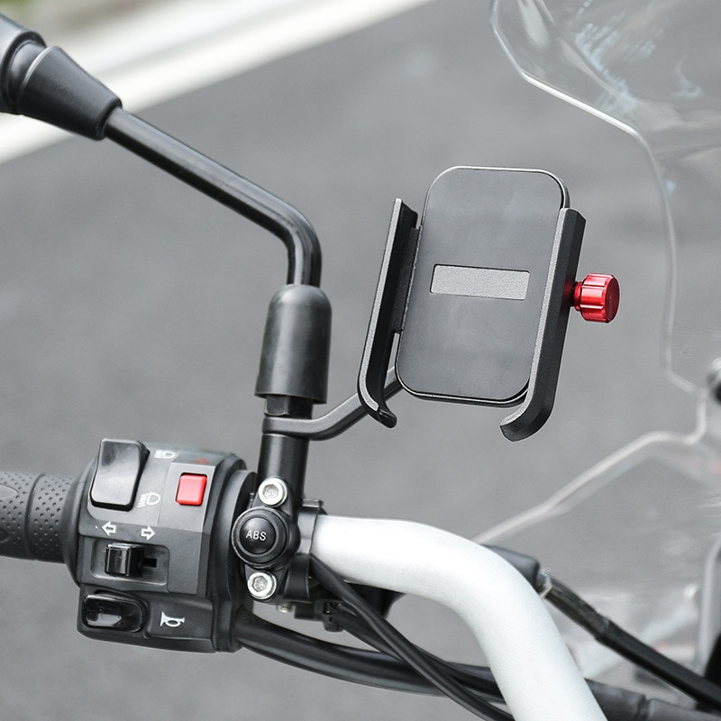 Unviersal Aluminium Mobiele Telefoon Houder Voor Motorfiets Scooter Stuur Mount Spiegel Gratis Rotatie Beugel Voor Alle Telefoons