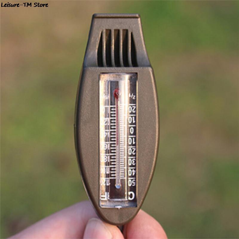 Outdoor 4 In1 Survival Compass Emergency With Keychain Survival Kits OutdoorThermometer Whistle Magnifier Versatile