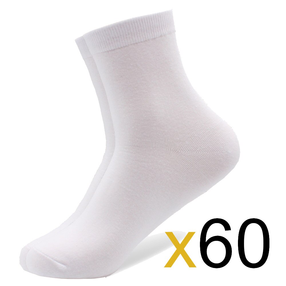 60 Paren/partij Whoesale Mannen Katoenen Sokken Zwarte Business Mannen Sokken Ademend Lente Zomer Herfst Voor Man Us Size (7-9.5): 60 pairs white