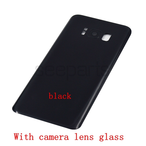 5.8" For SAMSUNG Galaxy S8 G950F Back Battery Cover Door Rear Glass Housing Case Replace For SAMSUNG S8 Battery Cover: Black With Lens