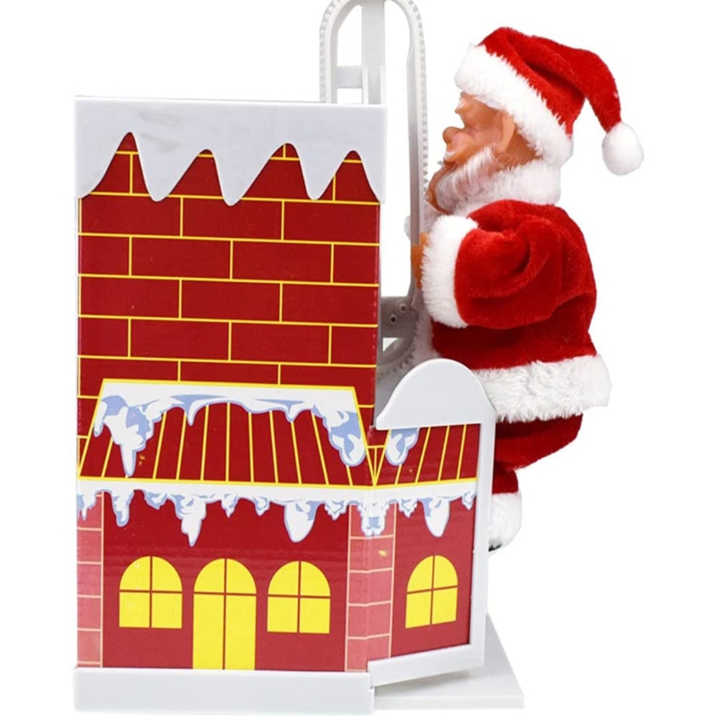 Elektrische Schoorsteen Klimmen Kerstman Met Muziek Kerst Decoratie Pluche Pop Speelgoed Creatieve Jaar Cadeaus Voor Kinderen