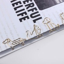Goldene Hund Clip Ebene büroklammern Karikatur Papier Clips Kreative Anpassung Spezielle-geformt Gold Papier Clips Kawaii Schreibwaren