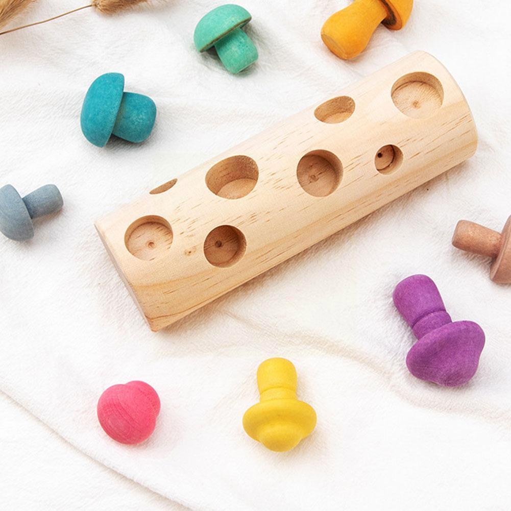 Pilzsammelspiel-simulationsspielzeug aus holz, pilze zur früHenne konzentrationsförderung, bausteinspielzeug für babys,  u5 stunden 2