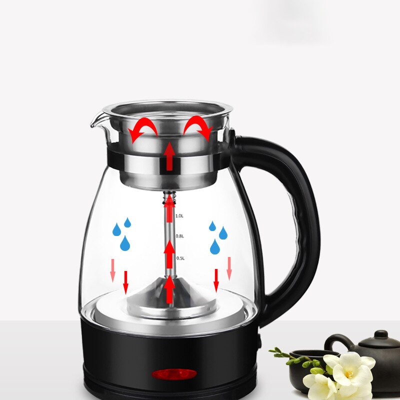 Electric Kettle Coffee Maker Tea Black Pu 'er Glass Steam Teapot Automatic -Type Set 600W 1L Samovar