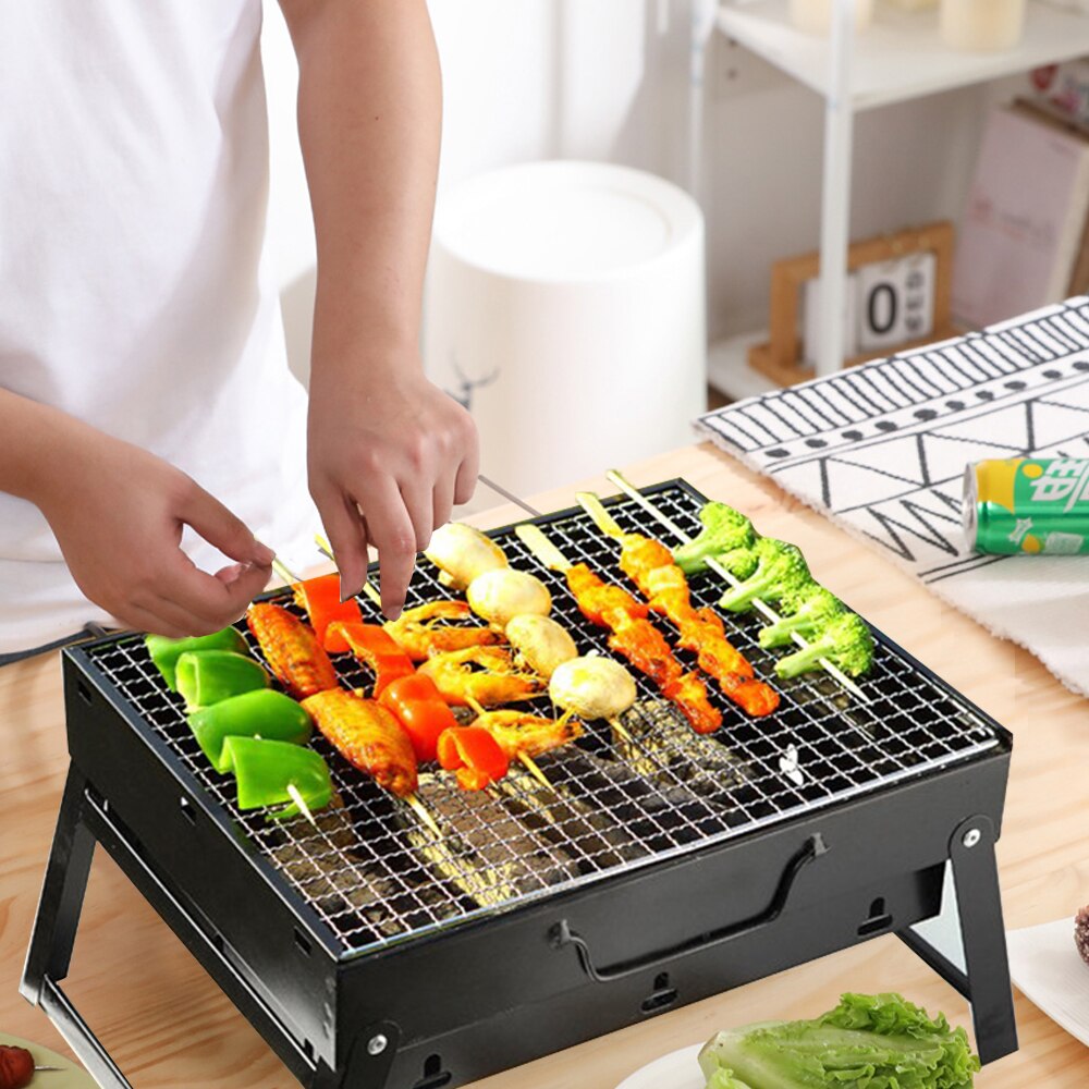 Portable Charcoal BBQ Grill Folding Barbecue Shish Kabob Stove Camping Outdoor1