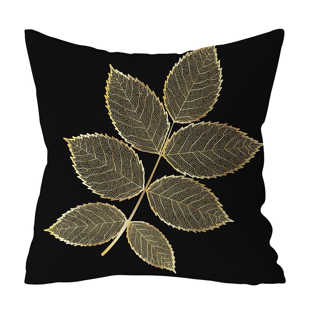 Gold Plant Gedrukt Polyester Kussensloop Decoratieve Kussens Voor Sofa Kussenhoes Home Decor Cojines Decorativos Para Sofá