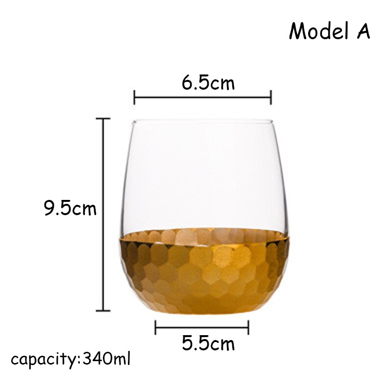 Whisky kop te krus tazas glas caneca kop gennemsigtig gylden bund glas krystal kop rejse krus stor rund mund kop sæt 1 stk: Model a