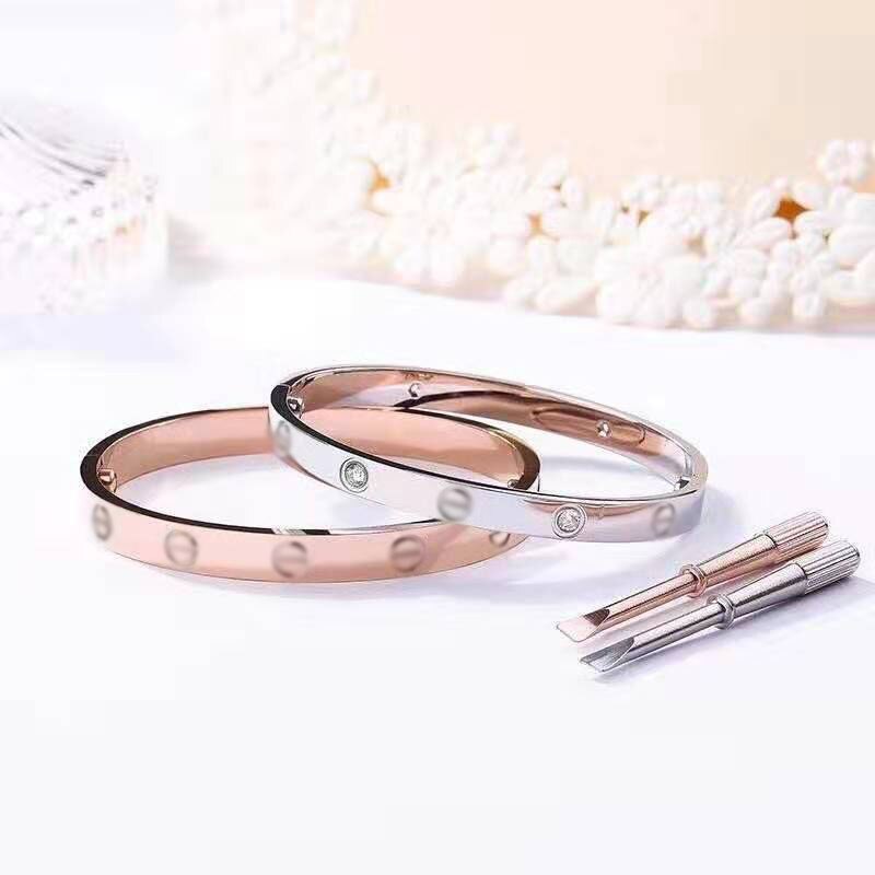 Lovers Bracelet Women Beautiful Bracelets Stainless Steel Golden Bangles Simple Zirconia Bangles Jewelry for Woman