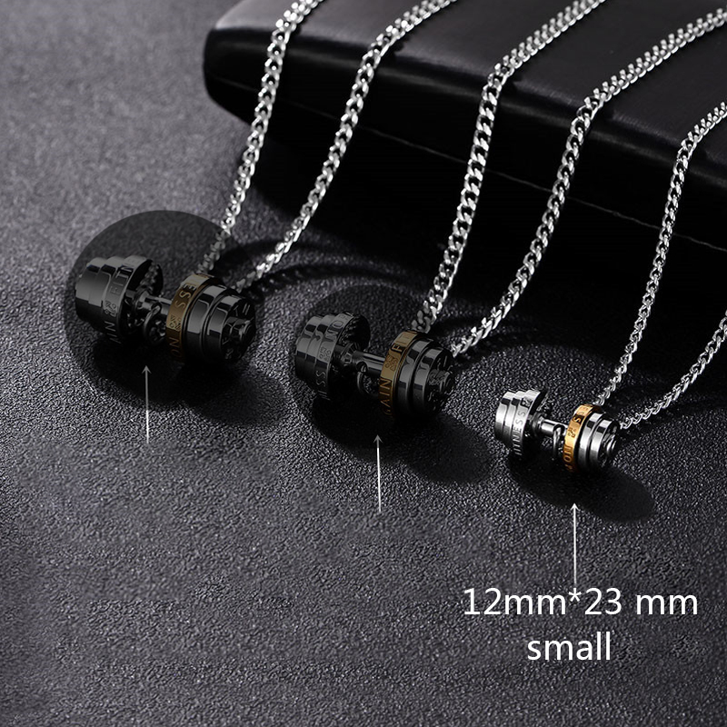 Bilanciere collana in acciaio color acciaio inossidabile coppia uomo pendenti Fitness sport uomo accessori Fitness gioielli sul collo orgoglio: small gold / 50cm
