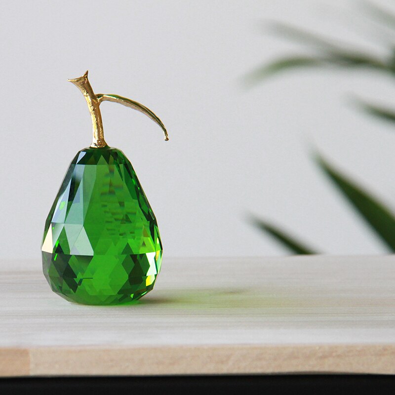Kleur Kunstmatige Kristallen Glas Peer Fruit Art Decoratie Voor Plated Inrichting Craft Voor Thuis En Bruiloft Decoratie Artikelen: green