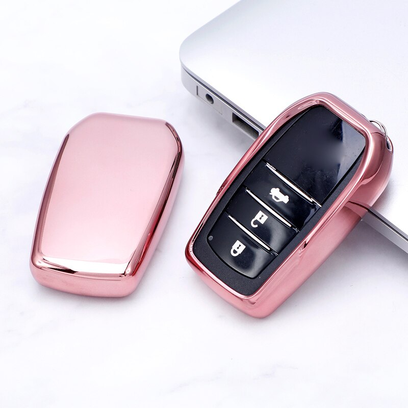 Soft tpu 2 3 4 napin kaukosäädin auton avaimen kuoren suojakotelo toyota chr c-hr land cruiser 200 avensis auris corolla älykäs avaimenperä: Vaaleanpunainen
