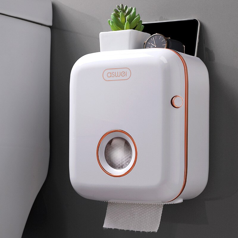 Wall Mount Toilet Paper Holder Waterproof Bathroom Tissue Storage Box Home Free Punch Roll Paper Organizer Bathroom Accessories: Phnom Penh