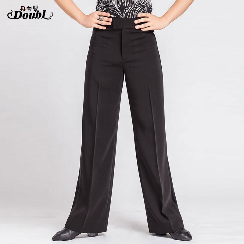 DOUBL Men's Standard Ballroom Dance Pants Trousers Adult Exercise Practise Competition Loose Clothes Latin Dance Modern Pockets: Side strip thick / 37W(2.82 feet-94cm)