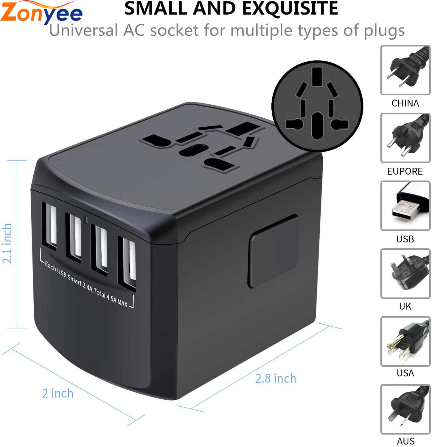 Universal Plug Adapter for Worldwide Travel All in One Wall Charger AC Socket for European UK AUS International Power Adapter