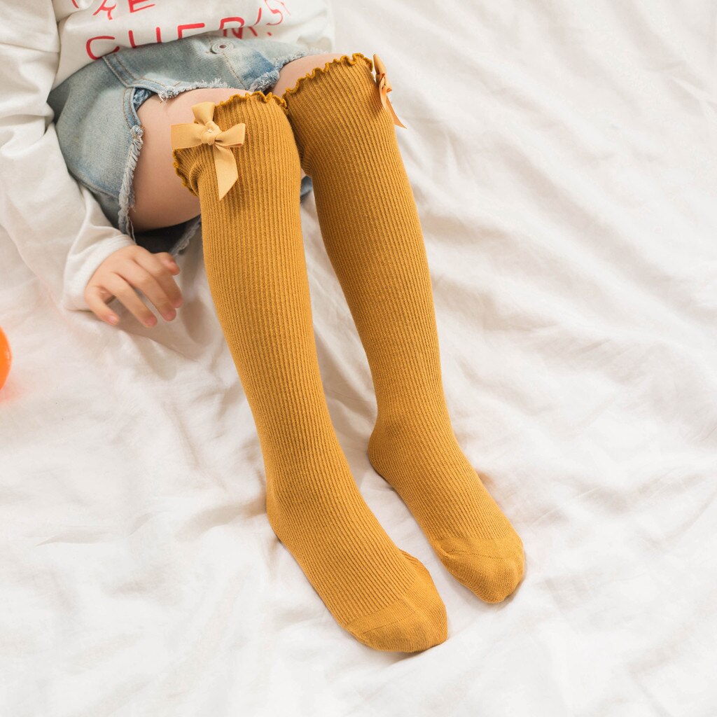Kids Socks Toddler Baby Girls Boys Solid Anti-Slip Knitted Long Socks Knee Socks Winter Autumn Princess Girls Cotton Socks C810#: YE