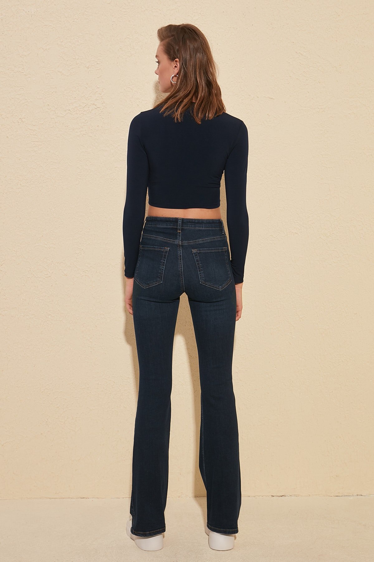 Trendyol Blue Ripped Detailed High Waist Flare Jeans TWOSS20JE0161