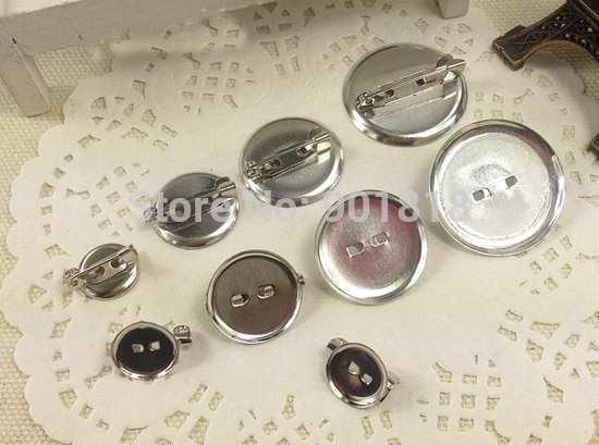 50 Pcs Rhodium Kleur 15 20 25 30 Mm Ronde Broche Base Cabochon Blanks Trays Met Broche Pins Cameo Cabochon basisafstelling F1849