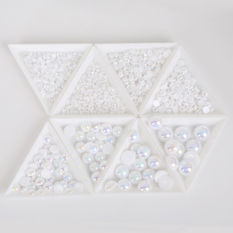 Maat 3mm-14mm ab kleuren knutsel abs imitatie halfronde platte achterkant witte parel kralen passen diy knutsel sieraden kleding accessoires