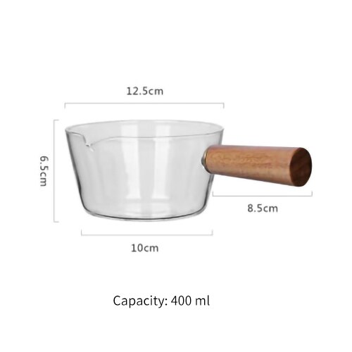 400Ml/600Ml Glazen Pot Met Houten Handvat Koken Verwarming Melk Soep Pap Pot Huishoudelijke Open Fire Keuken kookgerei Klei Pot: 400ML