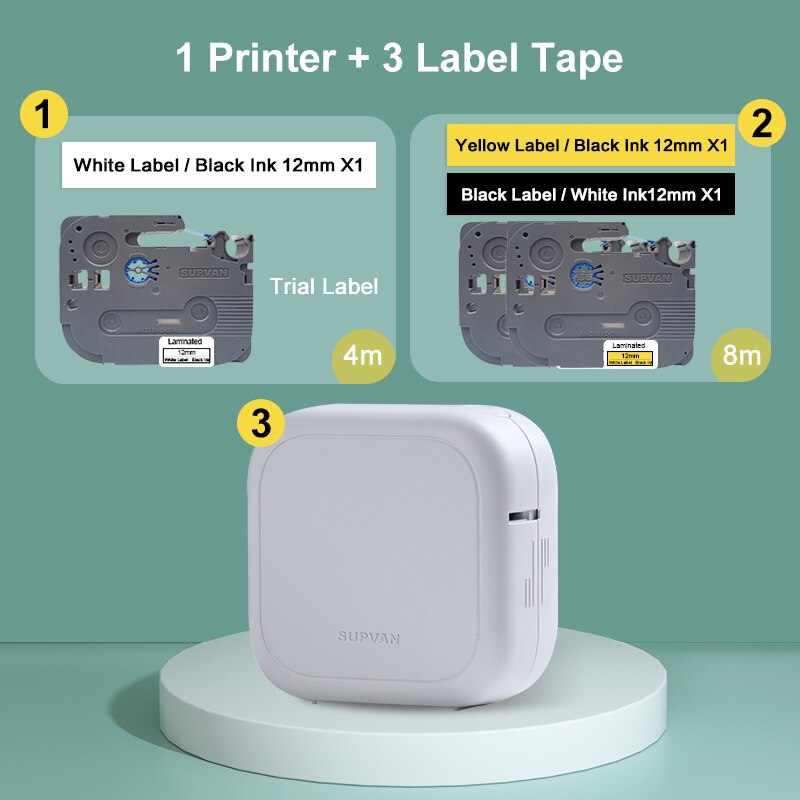 Supvan G10E Labeler Thermal Transfer Label Maker Bluetooth Connect Desktop Laminated Labeling Machine Printers for Home Office: G10E 3Label D