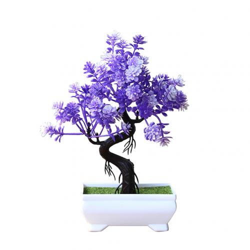 Artificial Potted Tree Decorative Bonsai Simulation Plant Home Office Decor Table Centerpieces DIY Ornament: Purple