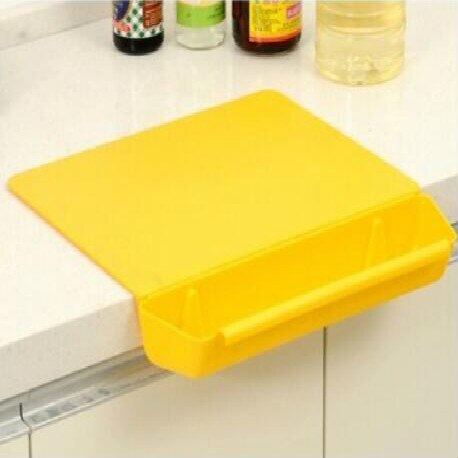 Tabla de cortar con caja de almacenamiento de verduras, tabla de cortar de plástico, Panel de frotar antideslizante para cocinas domésticas YHJ101802: Amarillo