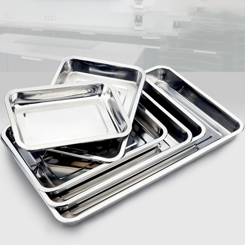 Stainless Steel Plate Food Tray BBQ Dishes Platos Dinner plates Vajilla Kitchenware Steamed Food Plate Baking Pan Food Container
