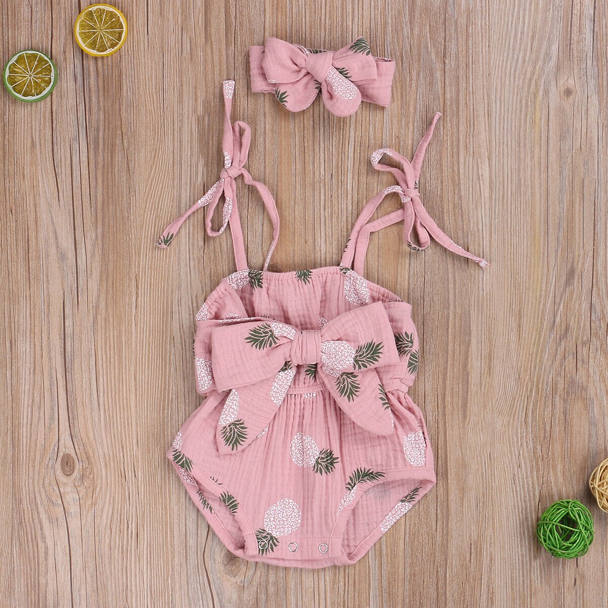 Focusnorm 0-24M Jongens Meisjes Bodysuits Hoofdband 2Pcs Bloemen/Polka Dot Print Mouwloze Strik Riem Jumpsuits