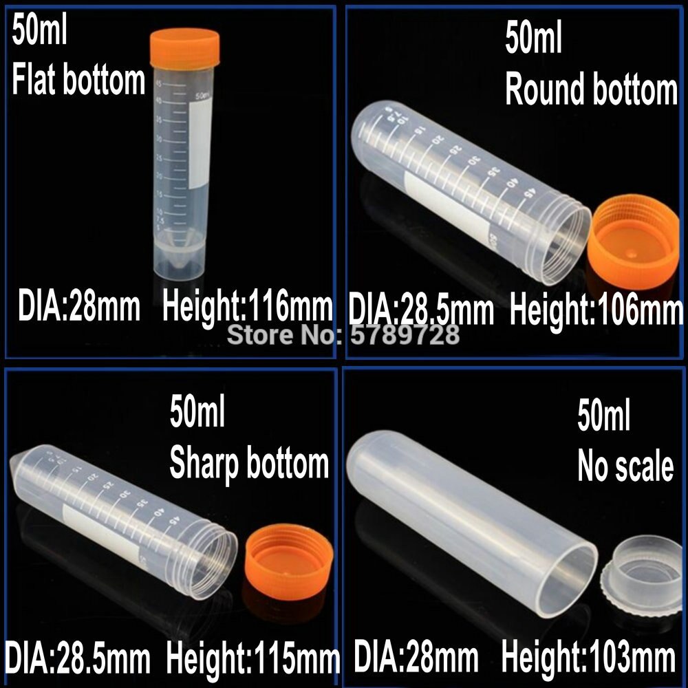 20 stk. 30 stk. 50ml hætteglas med centrifugalrør af plast