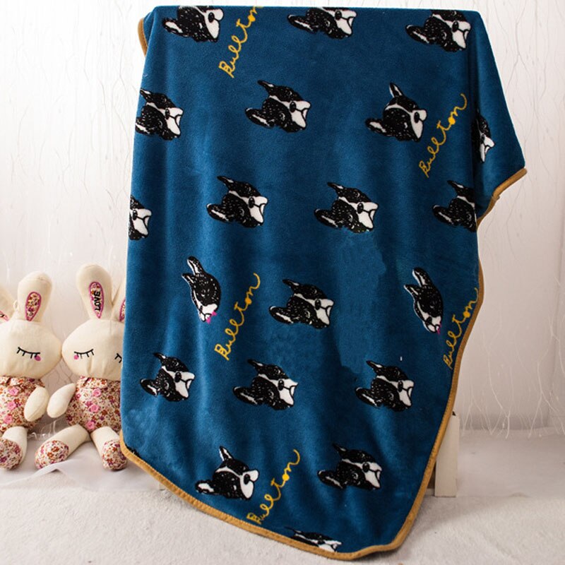 Winter Warm Hond Bed Voor Honden Zachte Fleece Deken Huisdier Hond Slapen Mat Huisdieren Matras Kussen Bull Terrier Franse bulldog Bedden: Blue Bulldog