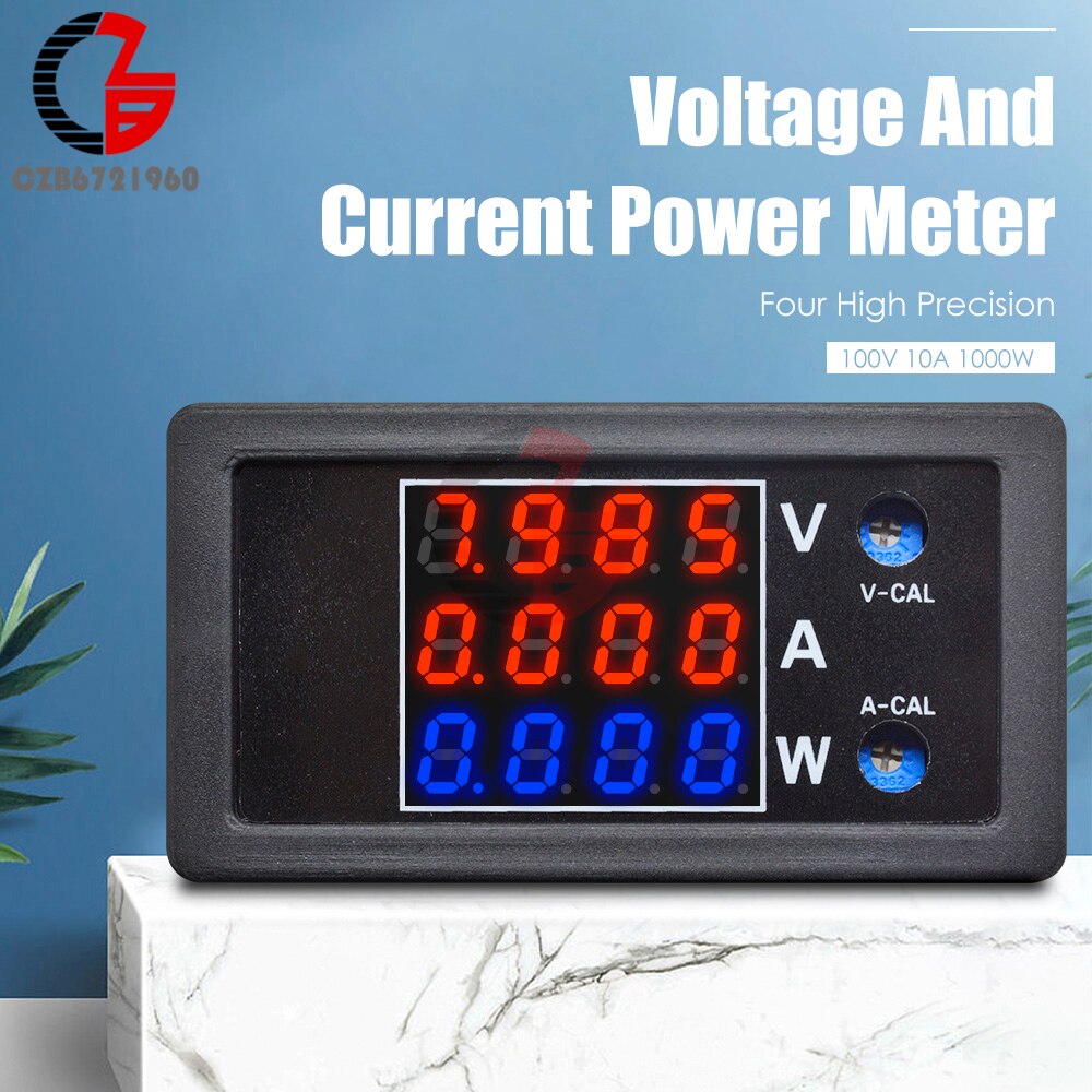 DC 100V 10A Digital Voltmeter Ammeter Wattmeter 50V 5A Voltmeter Current Power Meter Car Battery Capacity Tester 12V 24V 48V 72V