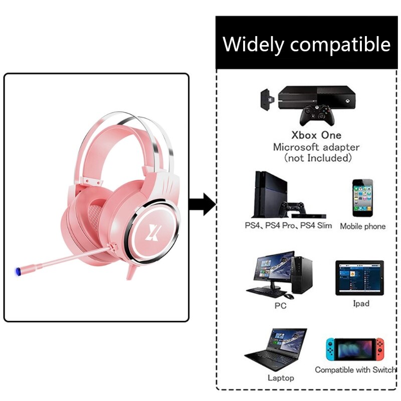 Surround-Sound Cat Ear Stereo Noise Cancelling Head Phone LED USB Headsets for Girl Wired Headphone PC Laptop R58A