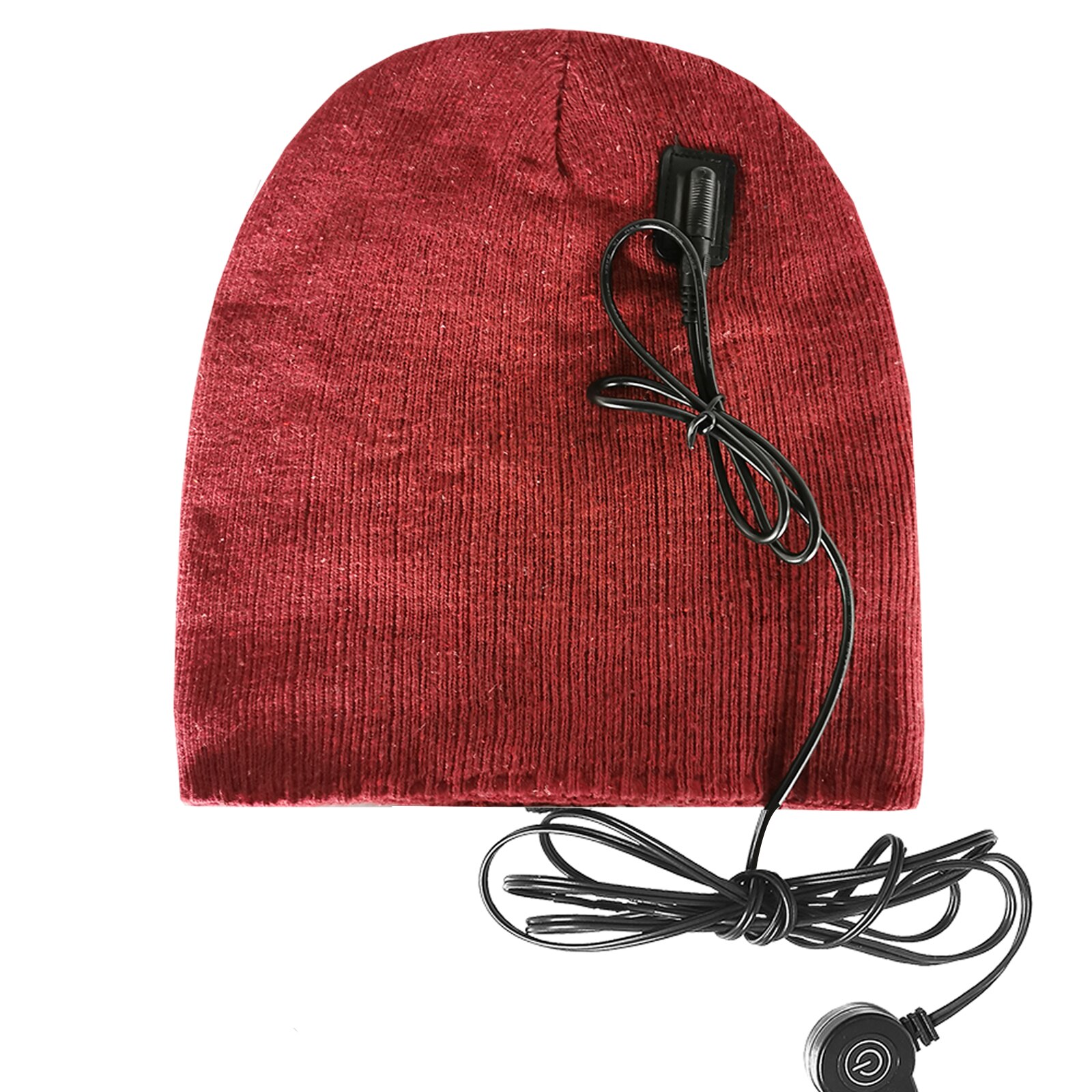 Bonnet chauffant en tricot pour l'hiver, pour Sports de plein air, Ski, USB, électrique, infrarouge lointain, cyclisme, randonnée, alpinisme: Wine Red