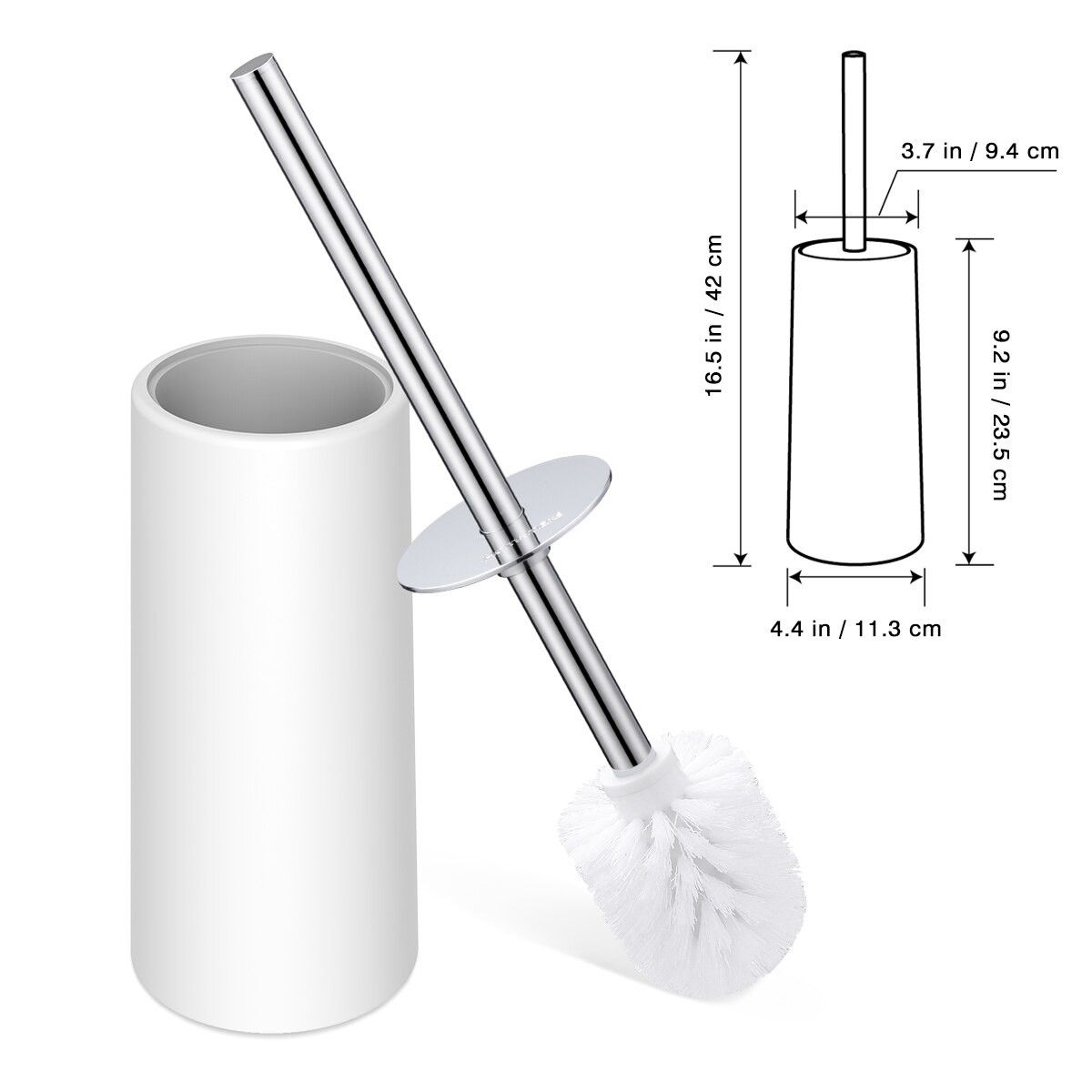 Toilet Brush and Holder Set Good Grip Compact Modern Toilet Bowl Cleaner Brush Set for Bathroom (White)