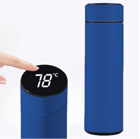 Termo de acero inoxidable con pantalla de temperatura, taza de café de viaje, té, leche, taza , termo inteligente: Azul