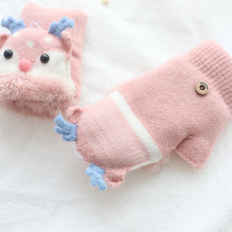 Weihnachten Elch Baby Handschuhe Halb Finger kippen Abdeckung Handschuhe Jungen Grils Ebene Warme freundlicher Handschuhe Gestrickte Handschuhe Baby Zeug