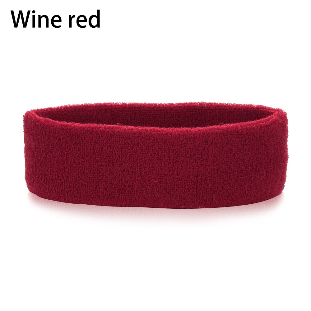 1PC Multicolor Cotton Unisex Sweatband Elastic Athletic Hair Bands Terry Cloth Moisture Wicking Working Outside Sports Accessory: Wine red