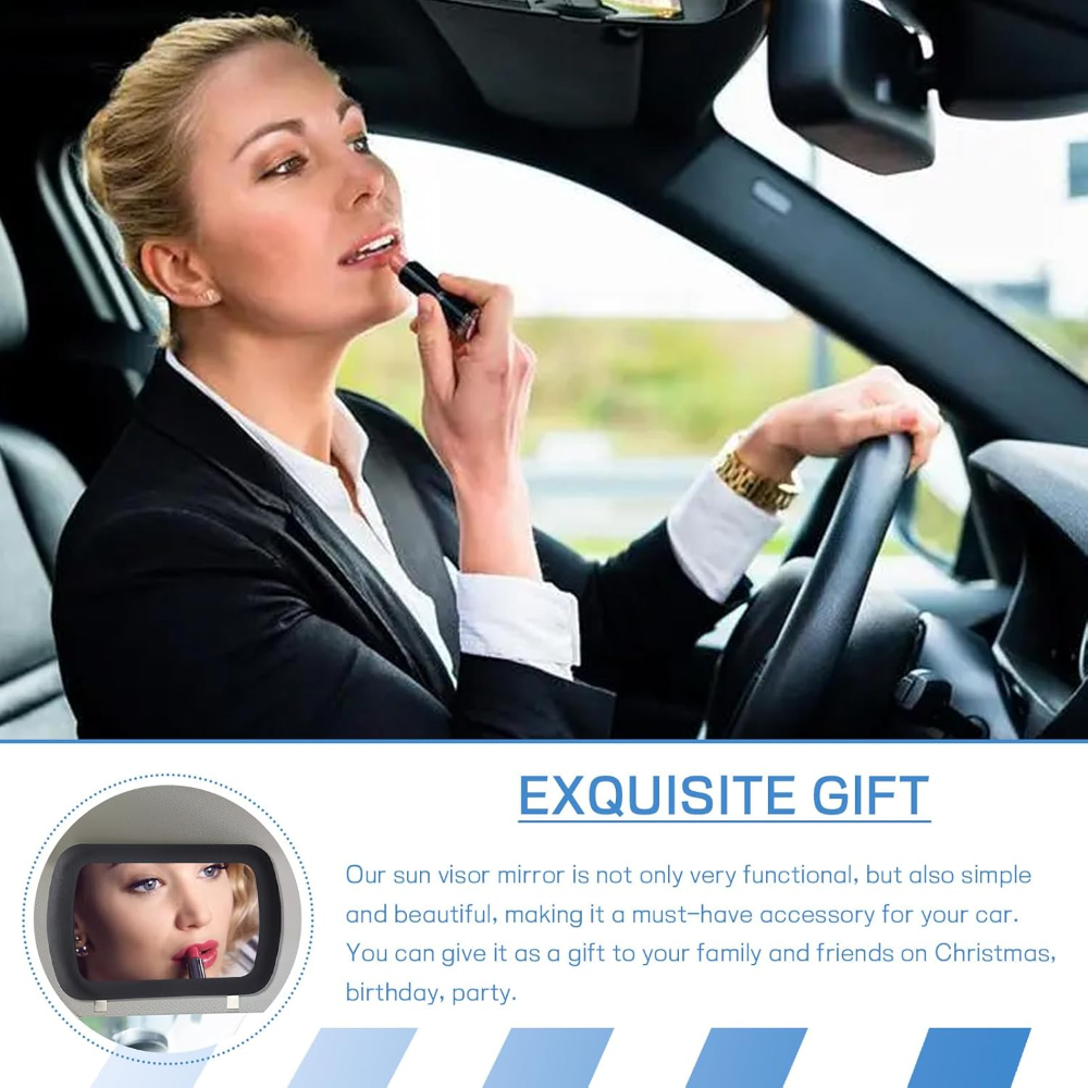 Espejo de Maquillaje Parasol Coche - Clip-on Espejo Cosmético Interior - Vehículo Universal