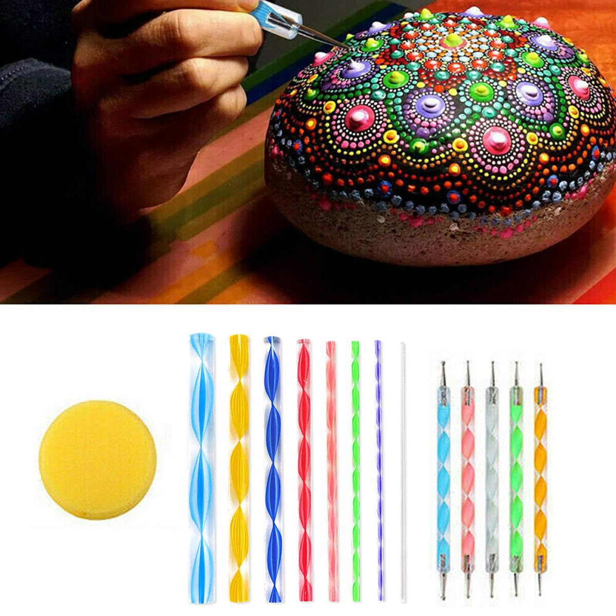 41 unids/set Mandala puntillo herramientas pintura plantillas DIY Piedra en relieve de dibujo de lápiz plumas uñas Rock pared arte Kit
