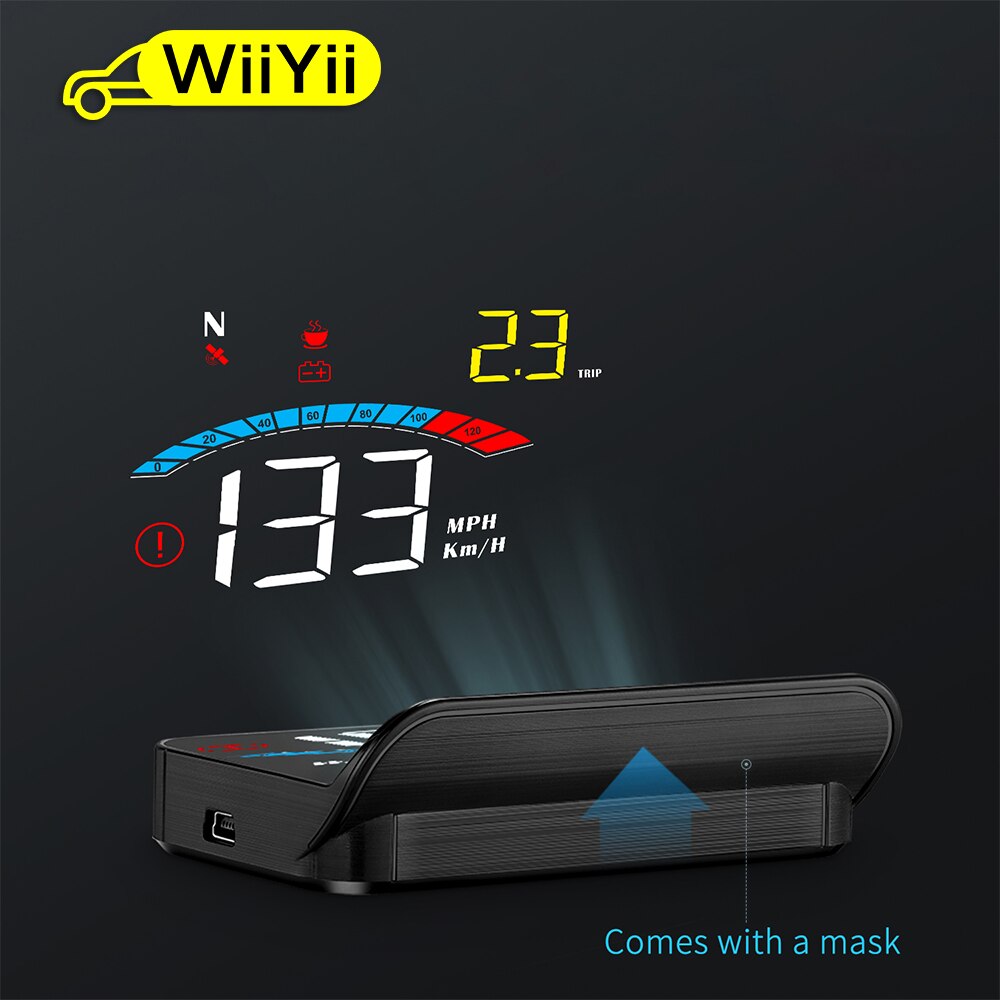 WiiYii Newest M16 Windshield HUD Projector with Navigation Car Head Up Display HUD GPS Speedometer Water &amp; Oil temp