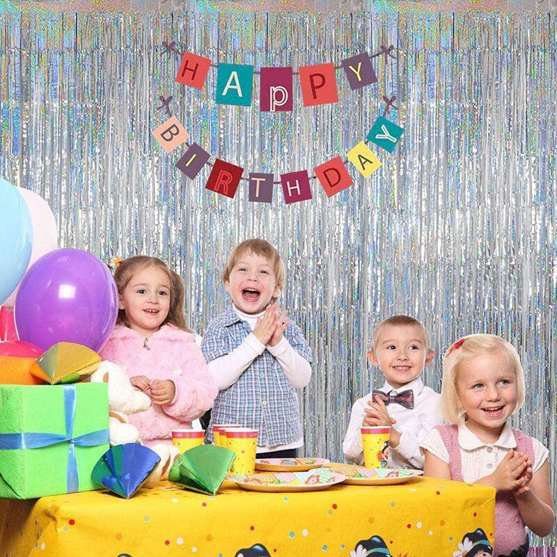 3pz tende con frange decorazioni per feste, tende con fondale orpelli per feste, per feste di compleanno