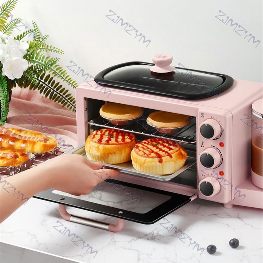 7.8L Electric Breakfast Machine Multifunctional Oven Mini Bread Sandwich Toaster Frying Pan Electric Kettle Boiler with Timer
