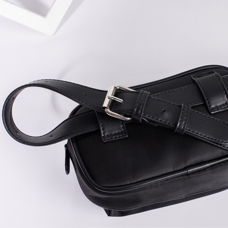 Annmouler Women Fanny Packs Nylon Waist Bag Black Zipper Chest Bag for Girl Phone Pouch Adjustable Belt Bag