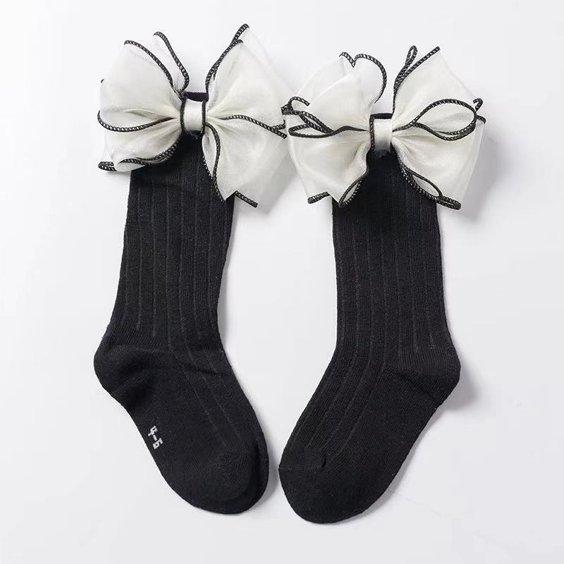 Dość miękka bawełna przyjazne dla skóry Pończochy Bowknot Dzieci dziewczynka Modis dziecięce śliczne Pończochy dla dziewczynek: czarny / 4-6years