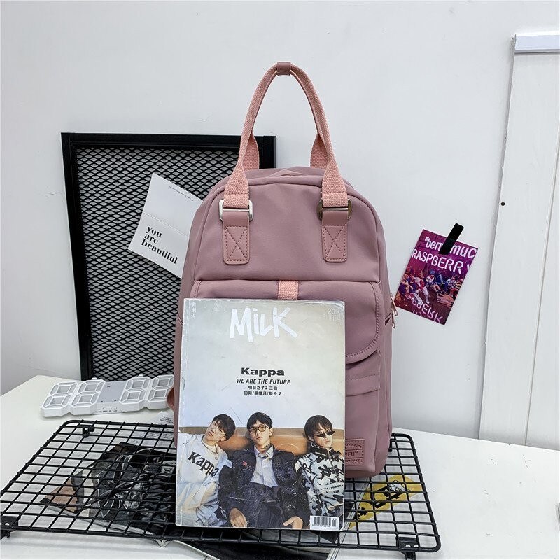 Nylon Wasserdichte Frauen Rucksack Kawaii schule taschen für Teenager mädchen Mit Niedlichen anhänger