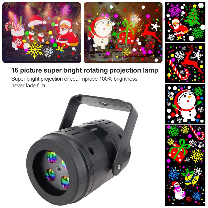 Kerst Projector Lamp Super Heldere Roterende Indoor Projectie Lamp Decoratie Lamp 16 Foto Kerstman Projectie Lamp