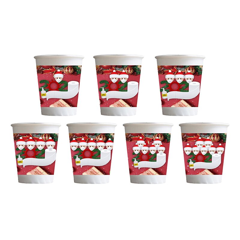 Lot de 5 gobelets en papier imprimés « joyeux noël » pour décoration de table jetable, fournitures de fête, noël, anniversaire