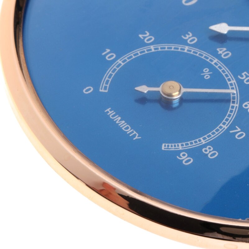 Large Round Thermometer Hygrometer Temperature Humidity Monitor Meter Gauge Blue