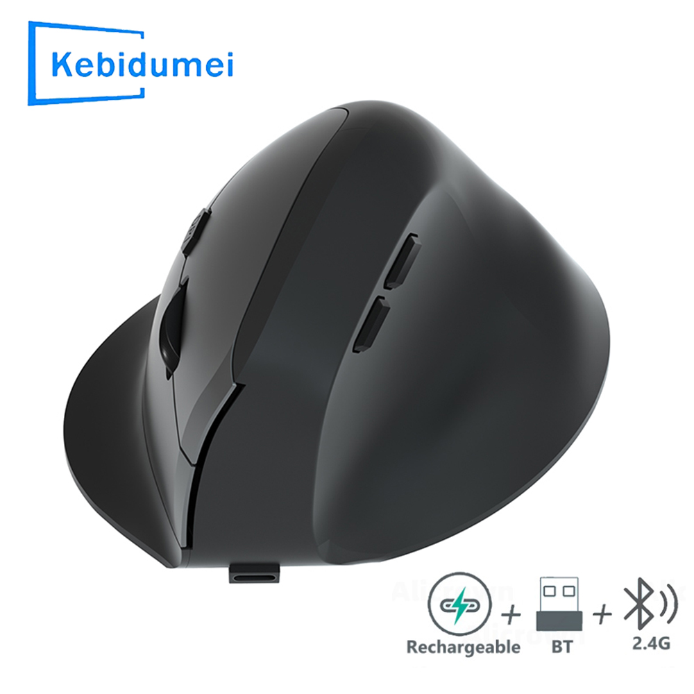 Vertical Mouse Ergonomic 2.4GHz Wireless Optical Mice Bluetooth 5.2 DPI 800/1200/1600 6 Buttons for Laptop PC Computer Desktop: WHITE